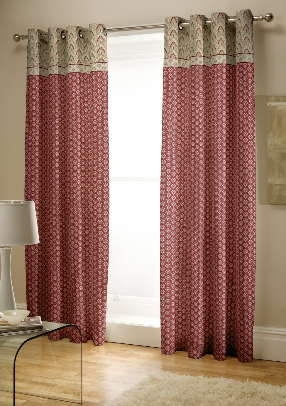 Catherine Lansfield Salisbury Floral Lined Eyelet Curtains Multi